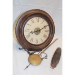 A 19th century Black Forest post alarm wall clock with paper circular dial and polished mahogany