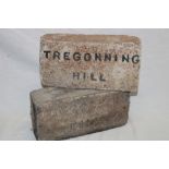 Two early Cornish bricks from the kiln on Tregonning Hill, near Helston,