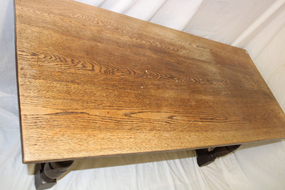 An oak rectangular refectory-style dining table on baluster-shaped supports, - Image 2 of 3