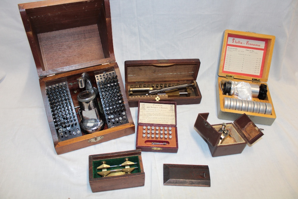 A selection of mainly boxed watchmaker's and jeweller's tools including small lathe with collet and - Image 2 of 2