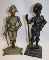 A brass door stop in the form of Admiral Nelson and one other cast-iron door stop in the form of a