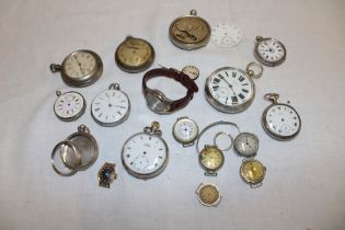 A selection of various pocket watches in varying conditions including some silver cased examples