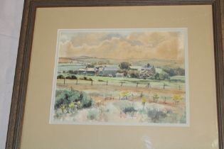Artist Unknown - watercolour Country landscape with farm, monogrammed,