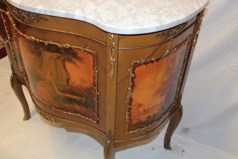 A reproduction French serpentine-fronted side cabinet with figure decorated door, - Image 3 of 3