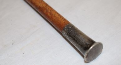 A malucca silver mounted military-style swagger stick with plain top Birmingham marks 1953