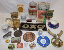 A selection of various advertising memorabilia including copper "Player's Navy Mixture" ashtray,