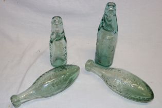 Four old Cornish bottles including Hamilton bottle by Magor Davey & Co.