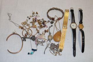 A selection of various costume jewellery and other jewellery including a small 9ct gold fine link