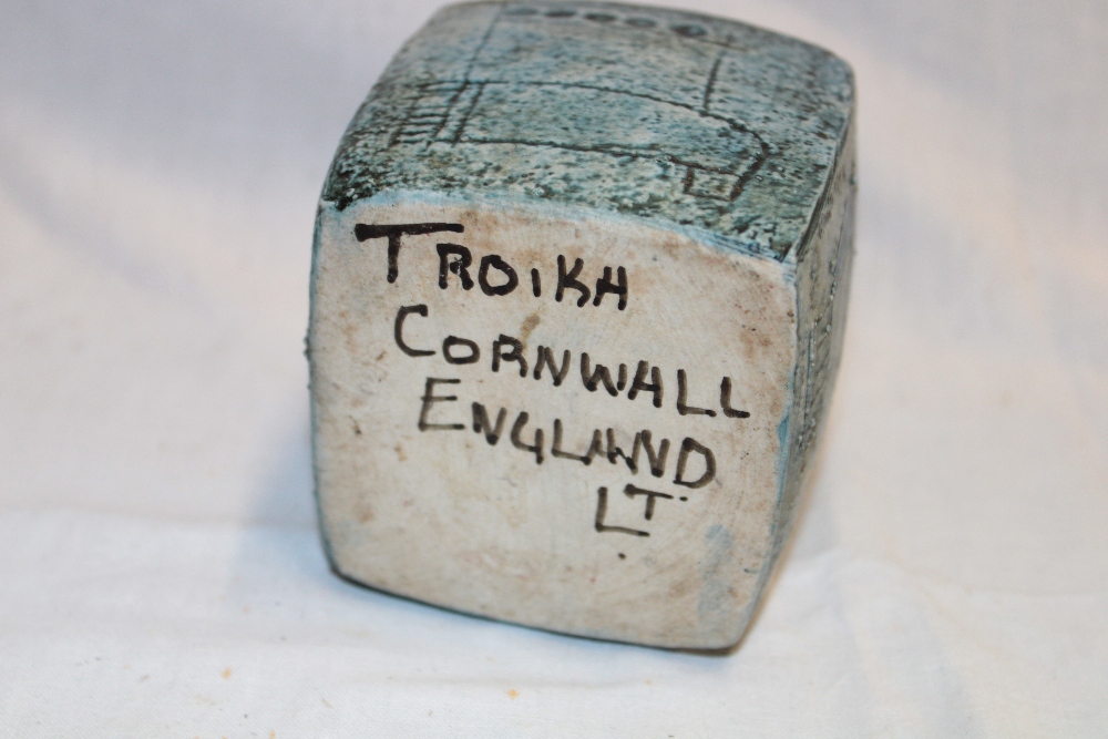 A Troika pottery square marmalade pot/vase with geometric decoration marked "Troika Cornwall - Image 2 of 2