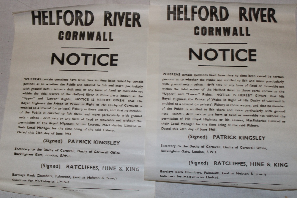 Two Helford River Notices relating to "Public Areas for Fishing and His Royal Highness the Prince