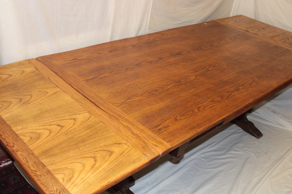 An oak dining suite comprising an oak refectory dining table 6' x 3' 4" on standard supports - Image 2 of 5