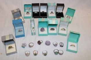 Twenty-five various silver dress rings set various semi-precious gemstones