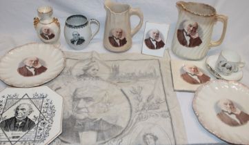 A selection of William Gladstone commemorative ceramics including various commemorative plates,