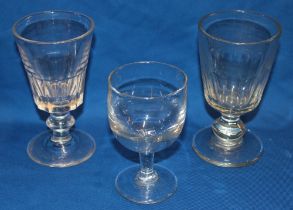 Three various 19th century stemmed drinking glasses