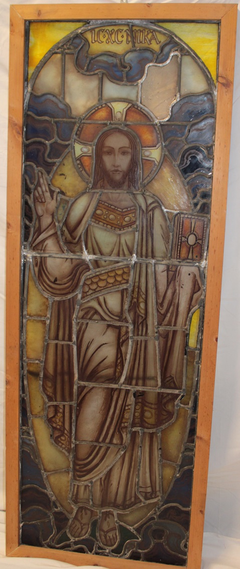 An old leaded stained glass window panel, - Bild 2 aus 5