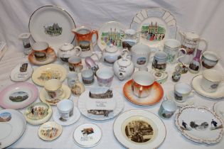 A large selection of various Helston related souvenir china and presentation china including