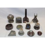 A selection of Cornish serpentine including red serpentine column with square stepped base,