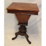 A Victorian inlaid burr walnut rectangular work table with lined and fitted interior enclosed by a