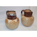 A pair of 19th century Doulton Lambeth pottery Victorian commemorative graduated jugs "Victorian
