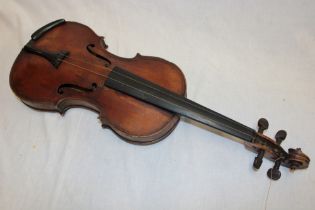 A 19th century violin with inlaid figured two-piece back