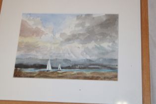 E**Shepherd - watercolour River scene with yachts, signed,