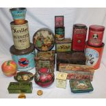 Various collector's tins including Blue Bird, Victory-V, Super-Kreem Toffee,