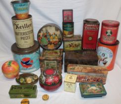 Various collector's tins including Blue Bird, Victory-V, Super-Kreem Toffee,