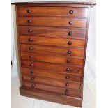 A Victorian mahogany collector's chest of ten shallow drawers,