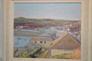 Andrew Barrowman - oil on canvas "Winter Afternoon, Porthleven", signed, labelled to verso,