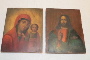 Artist Unknown - oils on wood panels A study of the Madonna and child and bust portrait of Jesus