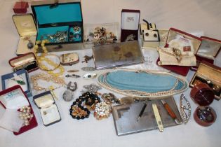A large selection of various costume jewellery including necklaces, brooches, earrings etc.