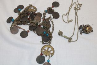 A Middle Eastern coin decorated head-dress and various similar jewellery