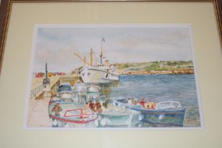 E** Berryman - watercolour The Scillonian arriving at the Isles of Scilly, signed with initials,