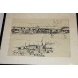 Artist Unknown - pencil Two studies of market scenes with figures,
