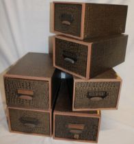 Six 1930's/40's index file boxes by Canto with scaled decoration