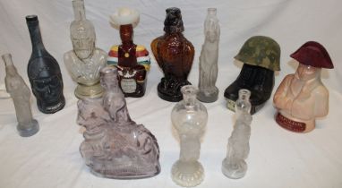 A selection of various novelty and character related bottles including Napoleon brandy,
