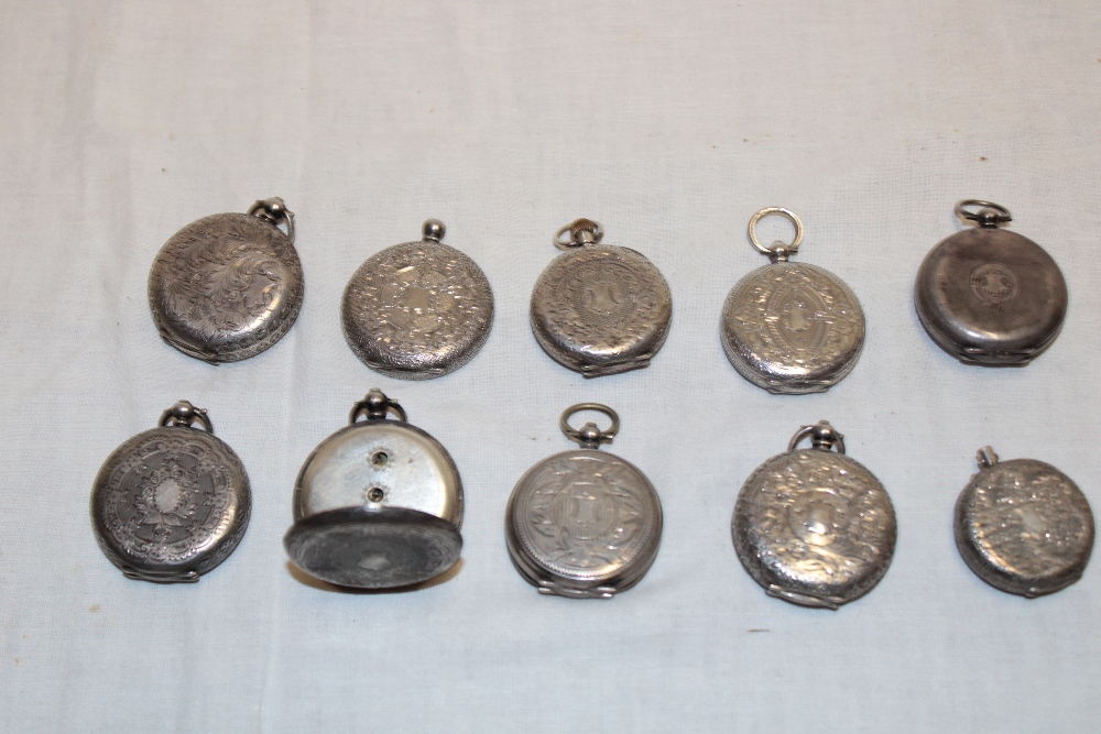 Ten various silver cased fob watches in varying conditions - Image 2 of 2