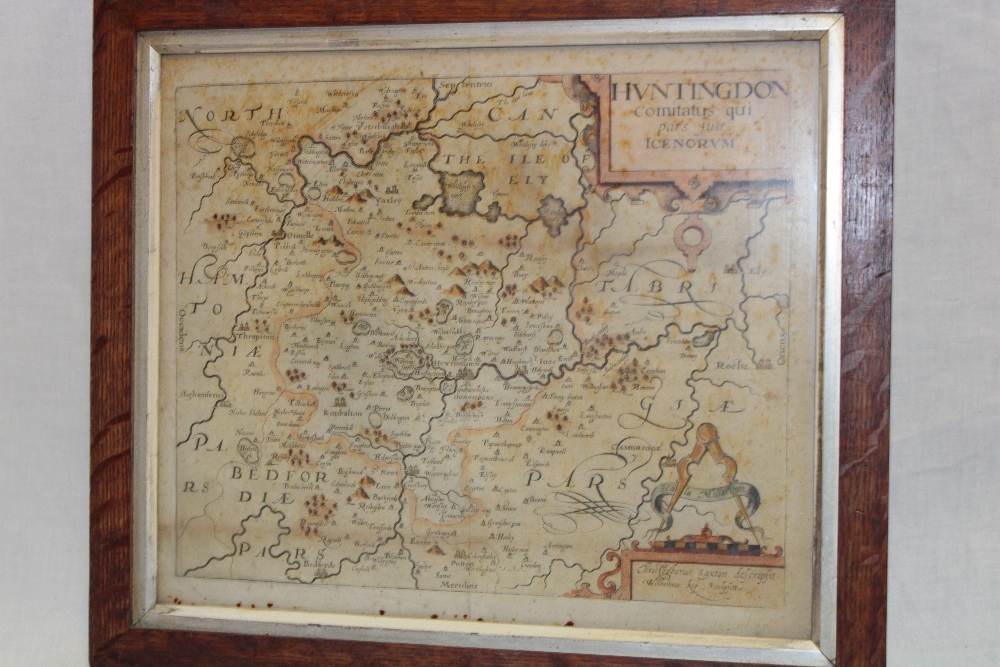 A 17th century hand coloured map of Huntingdon by William Kip,