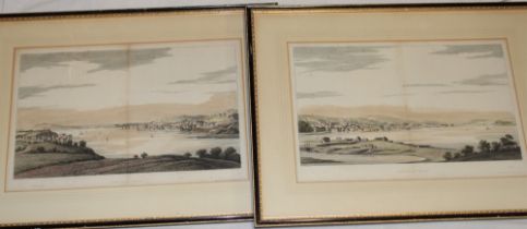 A pair of 19th century hand coloured engravings "North View/South View of Falmouth" after J.