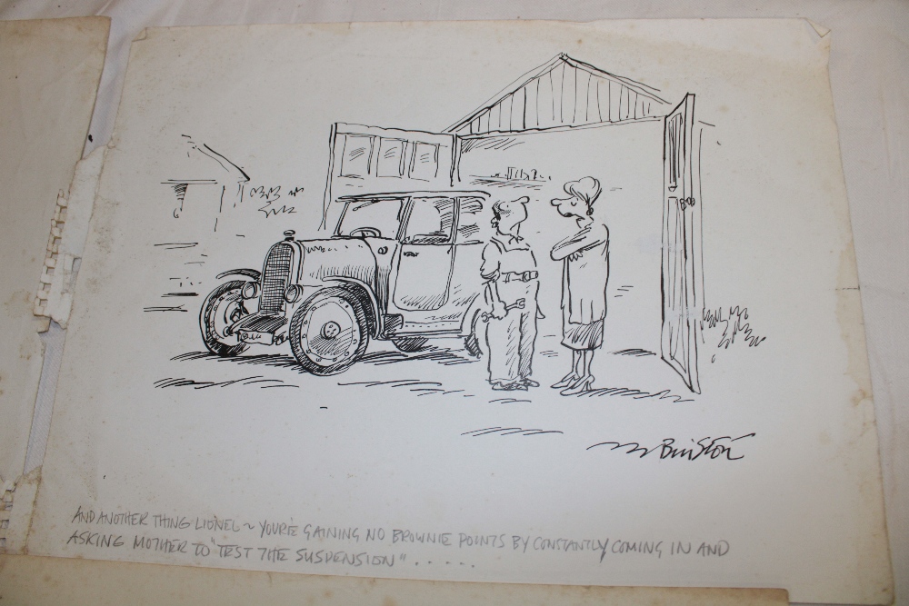 Twelve original pen and ink cartoons by Bill Stott mainly involving motoring scenes signed with - Image 3 of 3