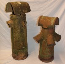Two various 19th century terracotta chimney pots with vented side pieces and domed tops,