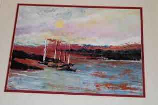 Andrea Shaman Smith - Acrylic "Early Morning - Waiting for the Tide", signed, labelled to verso,