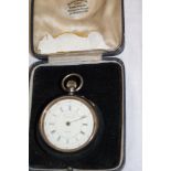 A gentleman's silver cased pocket watch with circular enamelled dial "Centre Seconds Chronograph"