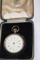 A gentleman's silver cased pocket watch with circular enamelled dial "Centre Seconds Chronograph"