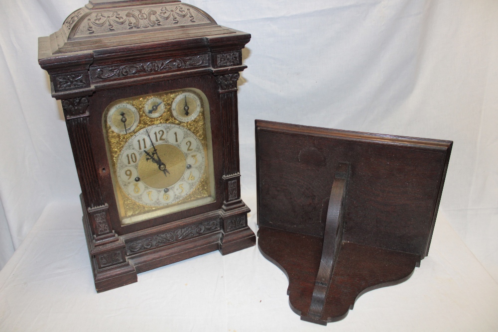 A good quality chiming bracket clock with silvered and gilt dial and subsidiary chiming and silent