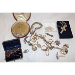 A selection of various costume jewellery including necklaces, silver filigree necklace etc.