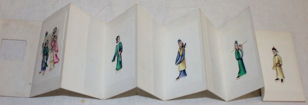 A small set of six Chinese watercolours on rice paper depicting various character figures and a