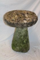 A Cornish weathered granite garden staddle stone/mushroom,