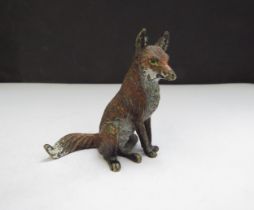 An Austrian cold painted bronze of a fox, 5cm long