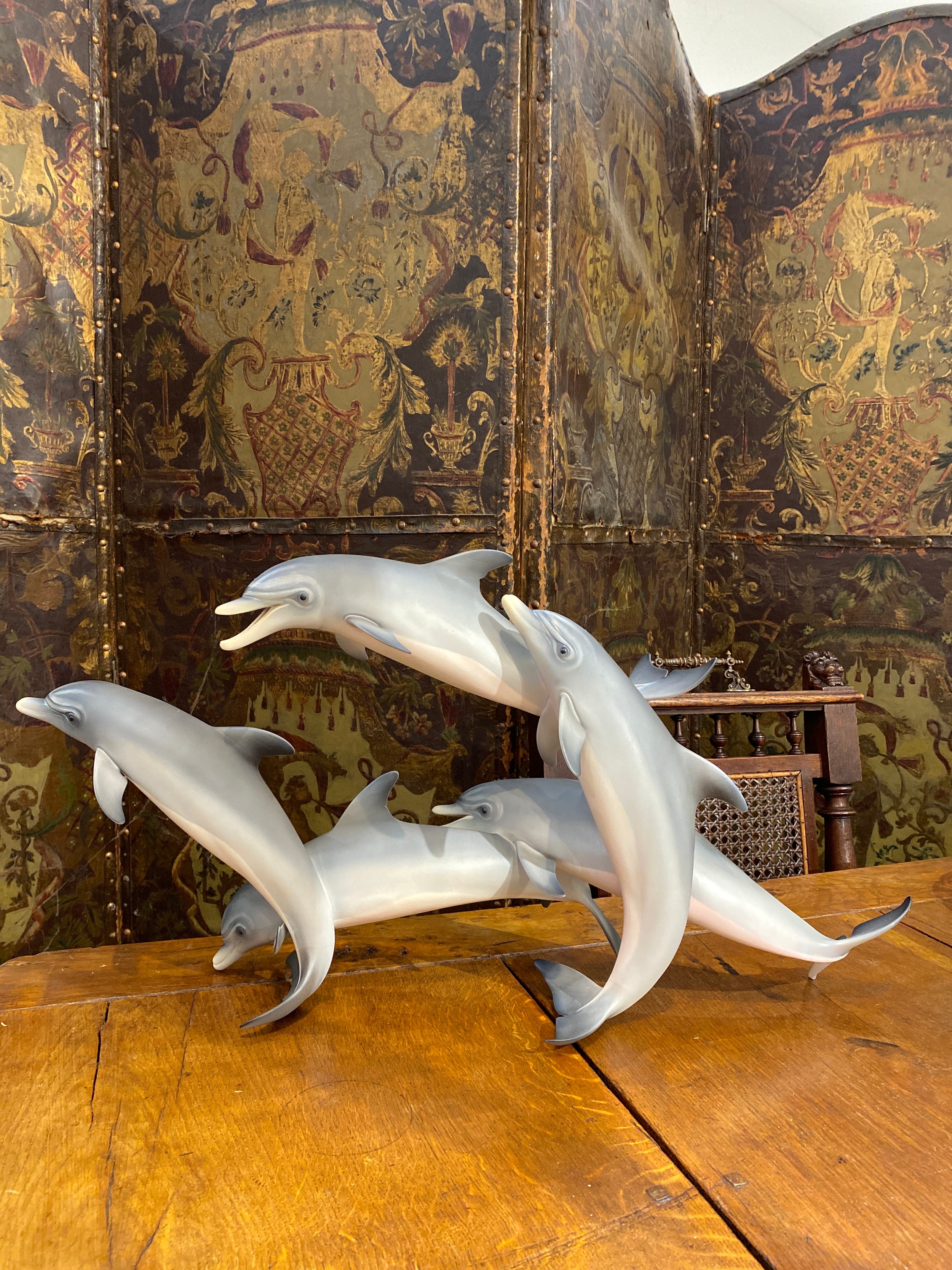 A figural group of dolphins by Hutschenreuther, limited edition 87/100, 33cm x 67cm - Image 3 of 3